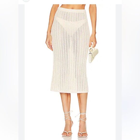 Misa Layla 100% Cotton Crochet Midi Skirt Size Medium NWT - Picture 1 of 8